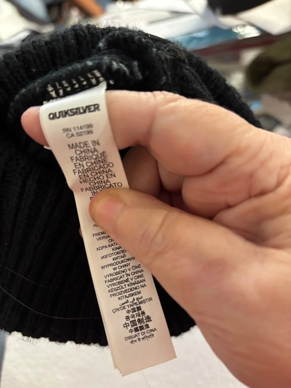 Quiksilver Black Ribbed Knit Beanie